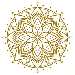 Golden mandala, a symbol of harmony and balance, perfect for spiritual designs, yoga studios, or meditation centers, radiating serenity