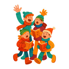Fototapeta premium PNG Joyful carolers singing festive tunes.