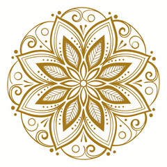 Golden lotus mandala a radiant blossom of enlightenment and purity, adorned with intricate details and swirling patterns, radiating serenity and spiritual awakening