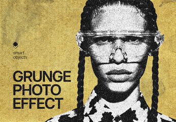 Grunge Halftone Photo Effect Mockup