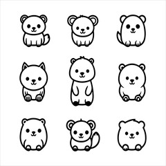 Minimalist Flat Design Animal Icon Set, A Vibrant Graphic Representing Wildlife, Nature, and Ecology for Digital Kids Vector App Design Use.