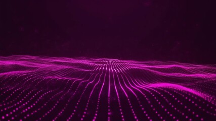 Seamless loop animation of magenta neon particles pulsing softly spreading like energy waves in futuristic abstract digital background - Powered by Adobe