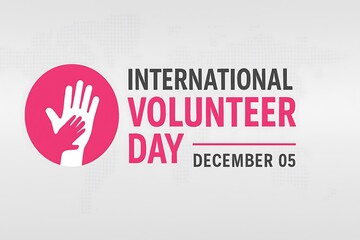 International volunteer day december 5th with hands helping symbol