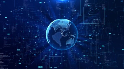 Futuristic Global network map. technology tech. planet Earth. world network connection. Worldwide business Globe, business Blockchain technology database cryptocurrency. finance crypto currency web - Powered by Adobe