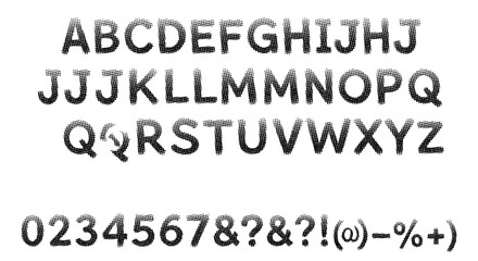 Bold Alphabet and Numbers Set in a Modern, Rounded Font Style Illustration