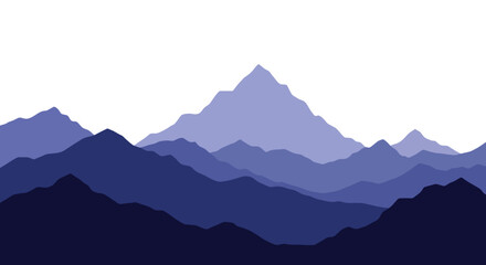 Layered Mountain Range Landscape Silhouette in Blue Tones