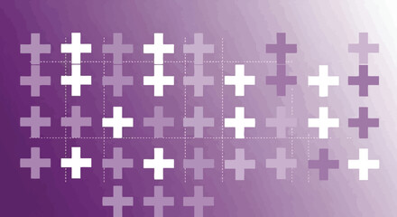 Abstract Pattern of White Plus Signs on Purple Background