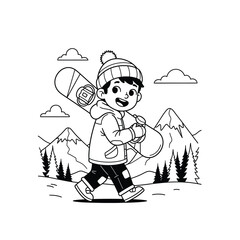 Little boy with a kite vector illustration