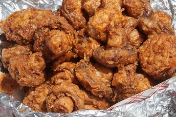 Deep fried mushrooms. A dish sold at the York Eastern Market in York, Pennsylvania, USA