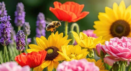 bee and yellow flowers