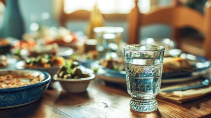 Traditional Greek taverna setting with ouzo glass and meze on wooden table. lifestyle magazines, social media lookbooks, designed for influencer and brand collaborations, drives engagement.