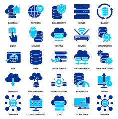 Data Center Set of 25 thin Duotone icon vector illustration.� 