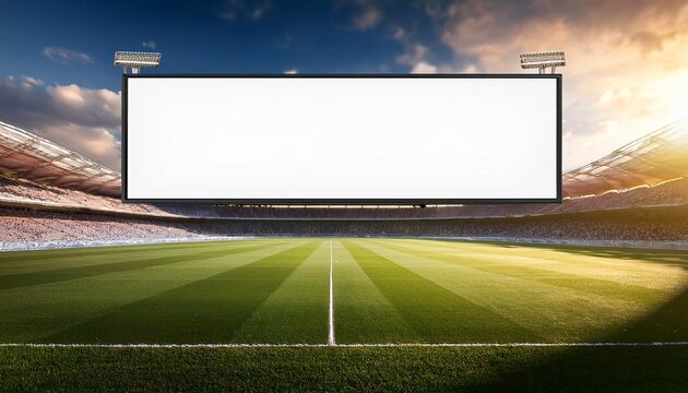 blank horizontal billboard on exterior of sports stadium ideal for event promotions