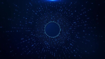 Digital futuristic tunnel travel in time space at high speed, neon particle lines dots. High-tech warp speed, wormhole Technology, analytics, futurism, data digital interface, intelligence, innovation - Powered by Adobe