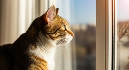 cat looking out window