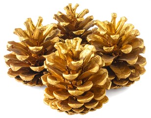 Golden Pine Cones Close Up.