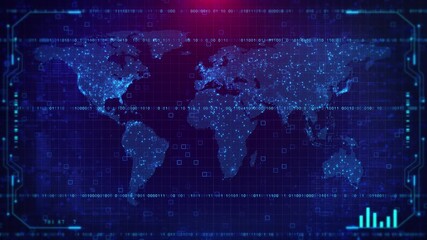 Global earth map digital world breaking news Studio Background. 4K Global digital world breaking news Studio for finance, cryptocurrency IoT Internet technology, Business, Science stock market 3D 4K - Powered by Adobe