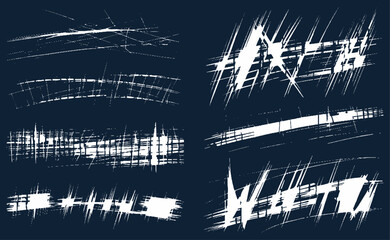 Vector grunge brush strokes texture rough black scratches for paint splatter template. Texture brushes and modern grunge brush lines. Overlays line sketch vintage stamp texture with effect grunge.