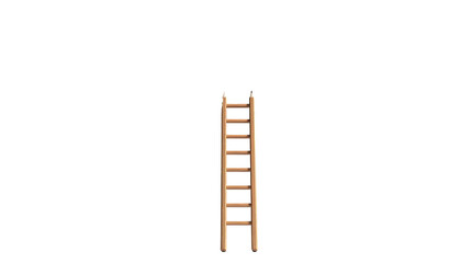 Wooden ladder illustration with slightly glitchy effect against a completely black background
