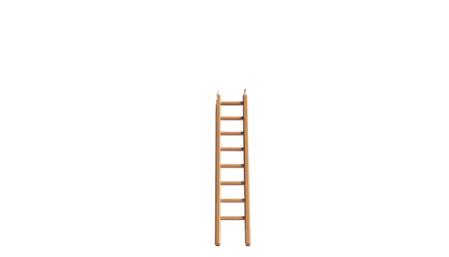 Wooden ladder illustration with slightly glitchy effect against a completely black background