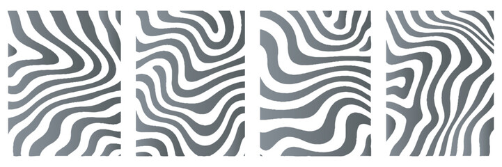 3d rendering, Tree trunk geometric curve, wave contour template set. zebra stripe pattern set black abstract silhouette vector animal skin texture.  © pixel ground