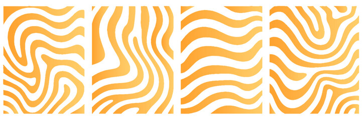 3d rendering, Tree trunk geometric curve, wave contour template set. zebra stripe pattern set orange abstract silhouette vector animal skin texture. 