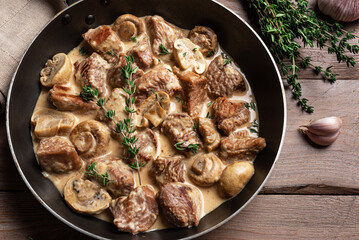 Creamy Chicken Meat and Mushroom Stroganoff