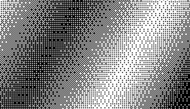 abstract digital dither bitmap glitch grid background, halftone pixelated noise texture. futuristic black geometric matrix pattern for modern designs 