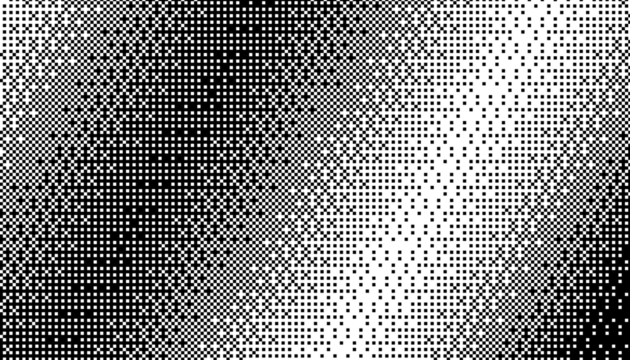 abstract digital dither bitmap glitch grid background, halftone pixelated noise texture. futuristic black geometric matrix pattern for modern designs 