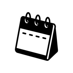 Black calendar icon art on transparent background
