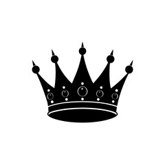 Detailed black crown on transparent background