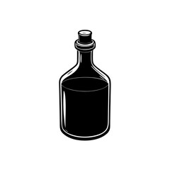 Sealed bottle with liquid on transparent background