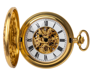  Golden Pocket Watch With Open Cover