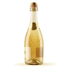 Ultra-Detailed Chilled Champagne Bottle with Crisp Condensation on Pure White Background