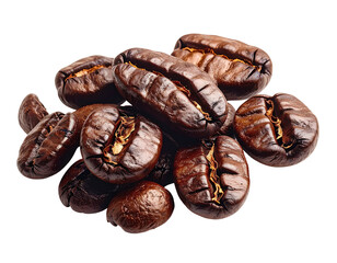 Close-up of roasted coffee beans piled against a dark backdrop, showing textures