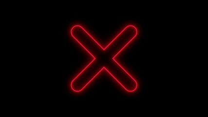 Neon cross cancel 4k 60 fps animation