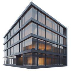 Fototapeta premium Modern glass office building isolated on a transparent background