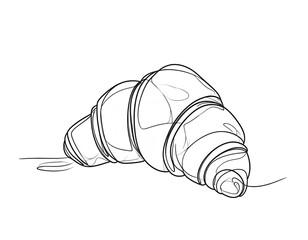 Line-art depiction of a single croissant, presented on a stark black backdrop