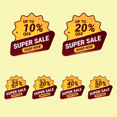 A set of Discount Super sale banner designs for a new business strategy and quality service plan illustration