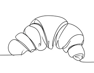 A single-line contour drawing depicting a crescent-shaped pastry, simple yet elegant
