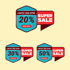 A set of Discount Super sale banner designs illustrations