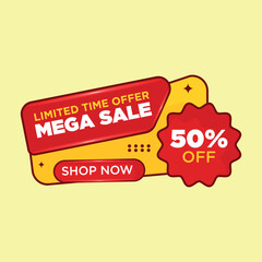 Limited-time offer mega sale banner designs for a new business strategy design illustration
