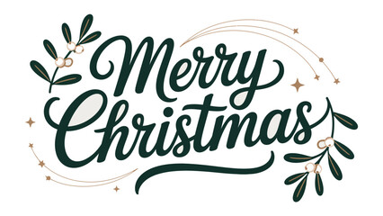 Festive Holiday Greeting: Merry Christmas elegantly scripted with delicate floral and starry accents, evoking the spirit of joy and the season's cheer.