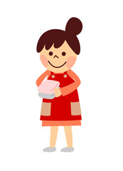 洗濯物を運ぶ女性