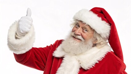 Cheerful Santa Claus Wishing Everyone Happy Holidays With a Thumb Up Gesture of Approval and Joy