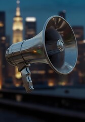 megaphone on the street background