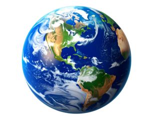  Top-View Spinning Earth Globe with Motion Blur, Transparent PNG