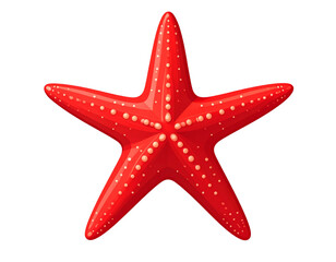 Stylized Red Starfish Illustration with Smooth Edges, Minimal Ocean Art, Transparent Background