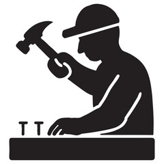  Carpenter Hammering Nails Silhouette