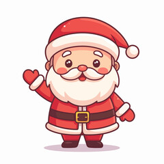 Cheerful Santa Claus Cartoon Character Smiling and Waving a Hand Greeting Happy Holidays Illustration